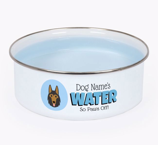 Water, Paws Off: Personalized {breedFullName} Enamel Dog Bowl